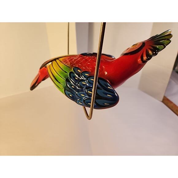 Vtg Talavera Parrot Colorful Ceramic Bird Figurine Hanging Perch Mexico - Picture 12 of 15